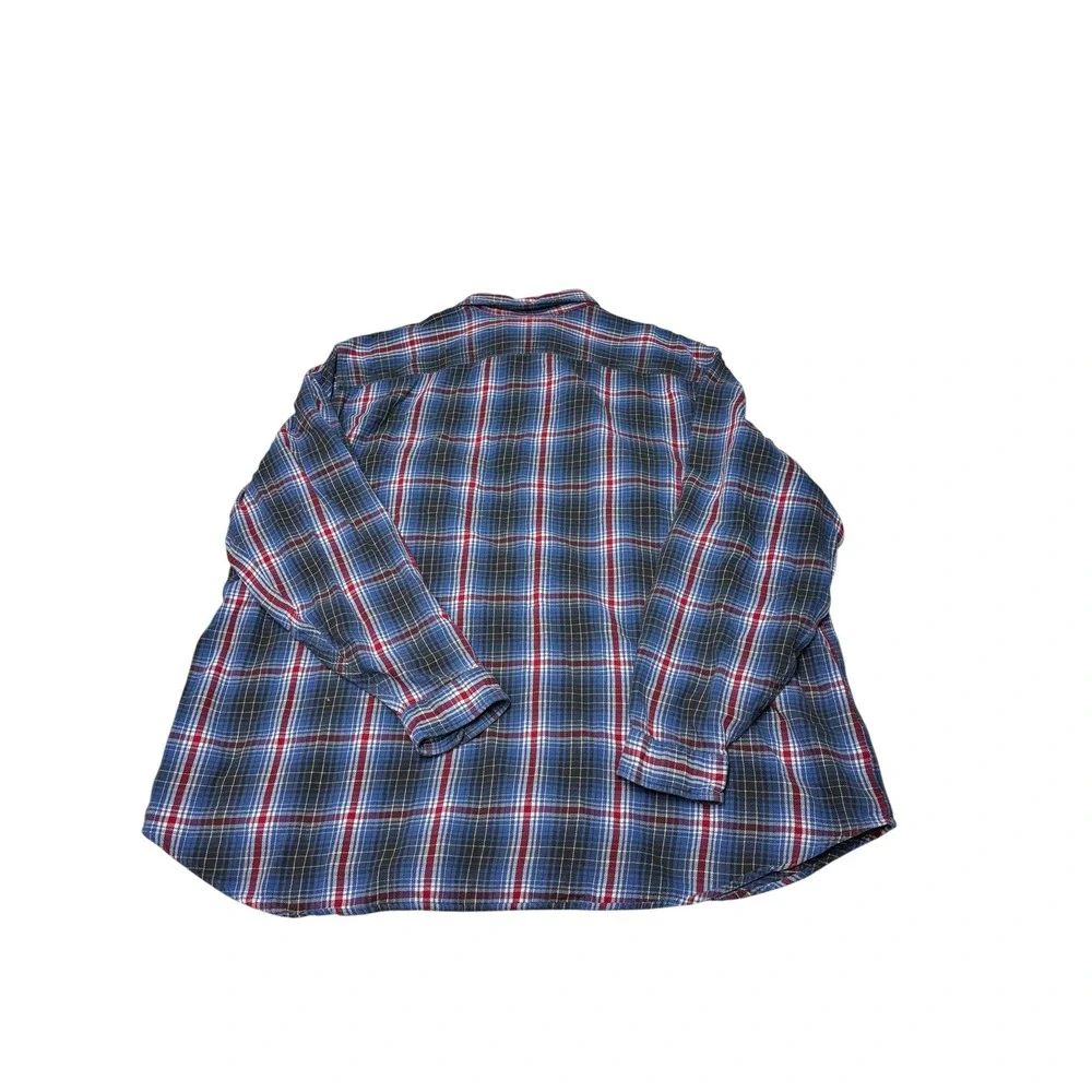 Polo Country Ralph Lauren Mens 3XB Blue Plaid Flannel Button-Up Pockets Shirt